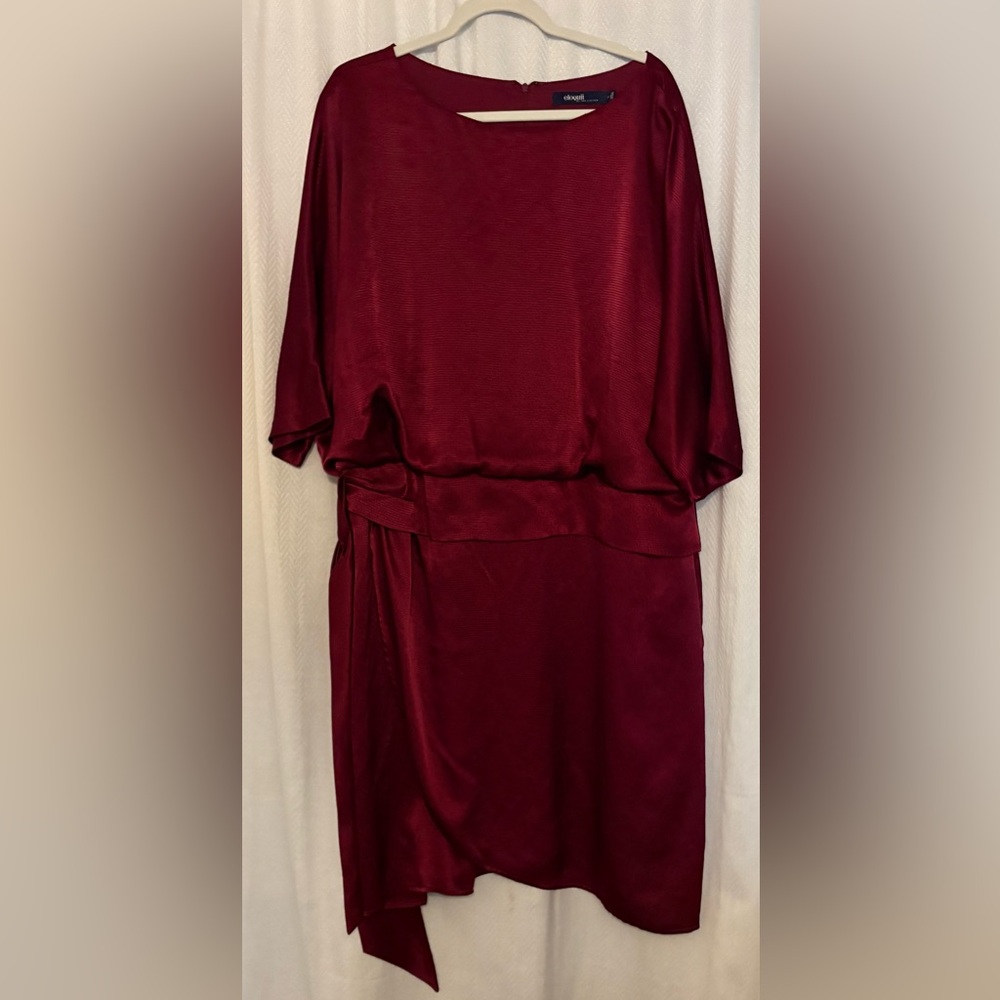 Wine Color Textured Dress - Picture 1 of 3